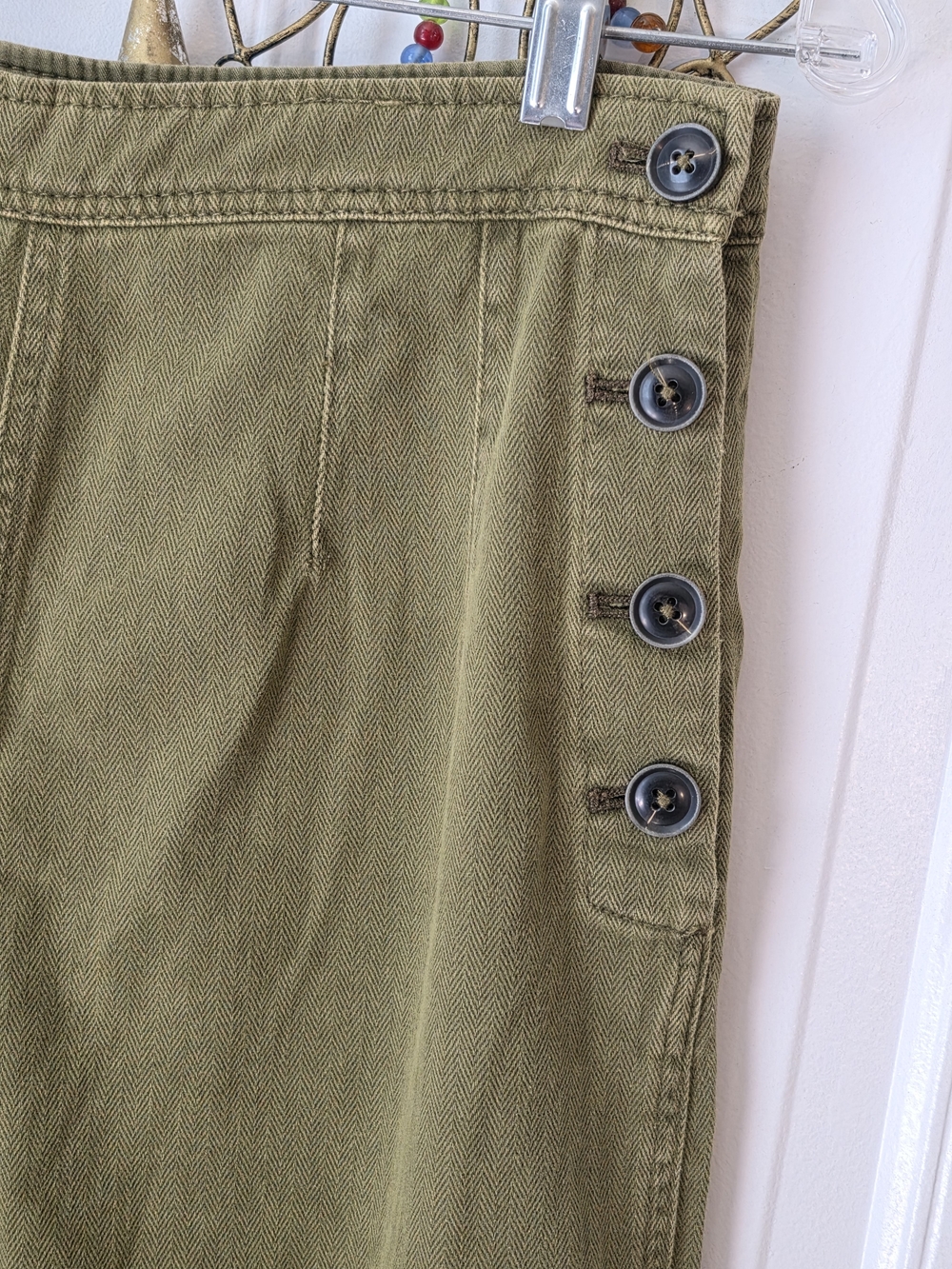 Free People X Revolve Clean Mod Cropped Wide-Leg Utility Pants Womens 8 Olive Co - Picture 7 of 14